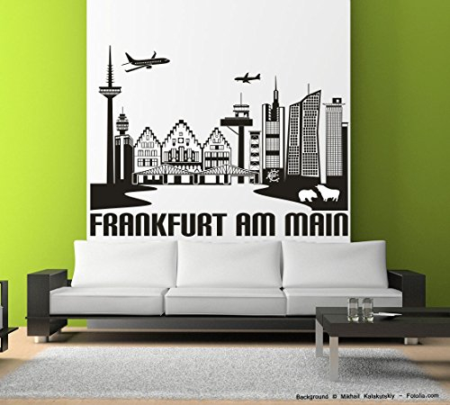 Wandtattoo Frankfurt Main Skyline Stadt Wandaufkleber Wohnzimmer Büro Vinyl