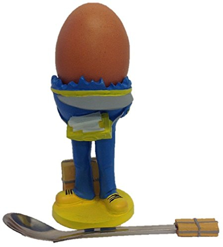 Set of 2 Vintage Novelty Egg Cup Holders with Spoon Postman Legs