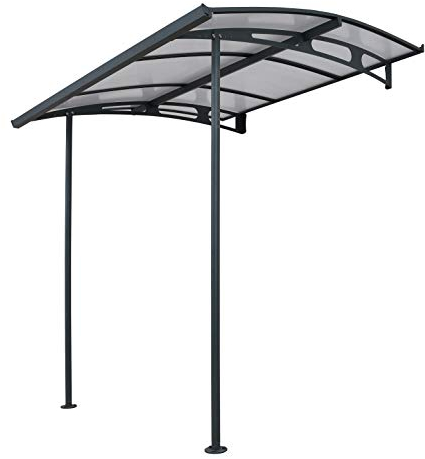Canopia by Palram Auvent de Porte d'entrée Vega 4m² Marquise de Porte, Protection Contre la Pluie et Le Soleil pour Maison, (Gris)