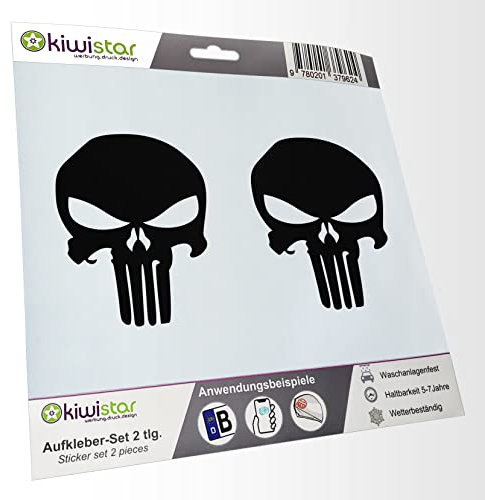 - 2X Kennzeichenaufkleber -Totenkopf - Todessymbol Aufkleber für Auto, Laptop, Fahrrad, LKW, Motorrad Mehrfarbig JDM Decal Racing