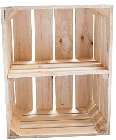 9er-Set heller Holzkisten mit kurzem Mittelbrett als Schuh- oder Bücherregal/Holzkiste