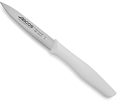 Arcos Serie Nova - Cuchillo Mondador - Hoja de Acero Inoxidable de 100 mm - Mango de Polipropileno Color blanco
