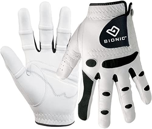 Bionic Golfhandschuh 2018, verbessert, langlebig, patentiert, stabiler Griff, echtes Cabretta-Leder, entworfen von orthopädischen Chirurgen. (Herren, Größe M, L, für die rechte Hand getragen)