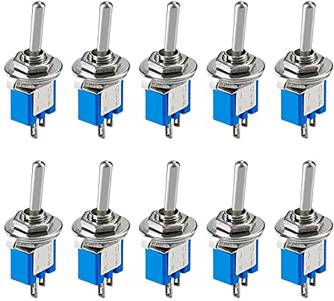PerfectHD Mini Kippschalter - Minischalter - 2 Kontakte - WippSchalter - 3A 125V - blau - 10er-Set - 8 Varianten