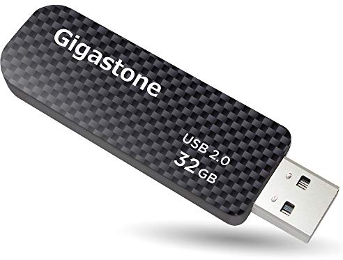 Gigastone 32 Go Clé USB 2.0 V30 Série, Clé Rétractable pour PC Ordinateur Portable MacBook, Compatible avec Windows Mac Linux, Flash Drive Stockage Rotation Disque Mémoire Stick, style en vogue - noir