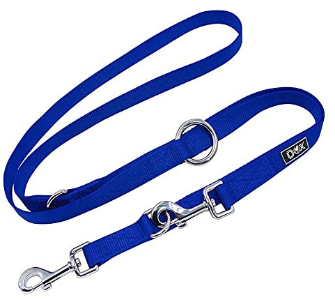 DDOXX Nylon Hundeleine - 2m, 3fach verstellbare Hundeleine für alle Hundegrößen - M (Blau)