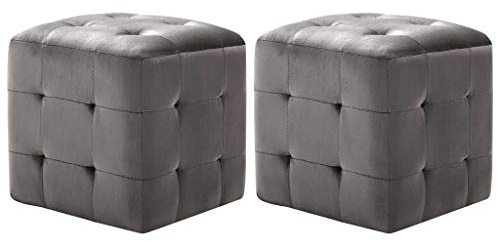 vidaXL 2X Nachttisch Sitzhocker Fußhocker Fußbank Sitzwürfel Nachtschrank Nachtkommode Nachtkonsole Telefontisch Grau 30x30x30cm Samtstoff