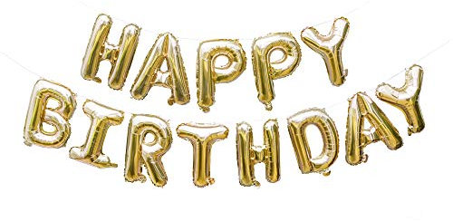 Cavore Luftballon Happy Birthday Banner in Gold metallic – XL Schriftzug-Girlande zum Aufhängen für eine stilvolle Geburtstagsdeko für Erwachsene und Kinder