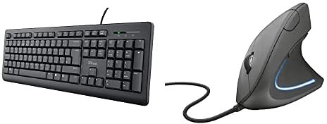 Trust Taro Wired Keyboard with Trust Verto Wired Ergonomic Mouse