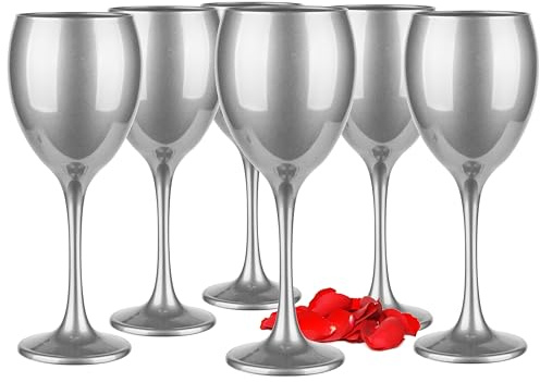 Glasmark Krosno Weinglas Rotwein Weingläser Set Gläser Für Rotwein Weisswein Rotweinglas Rotweingläser Weissweingläser Wein Kelch Glas Spülmaschinenfest Silber 6 x 300 ml