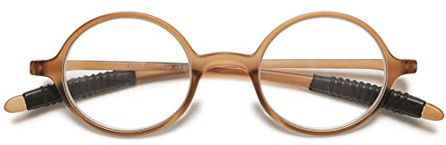 Lanomi Lesebrillen Herren Damen Retro Runde Sehhilfe Lesehilfe Leicht Vollrandbrille Nerd Brillen 1,0 1,25 1,5 1,75 2,0 2,25 2,5 2,75 3,0 3,5 4,0 (Braun, 2.5)