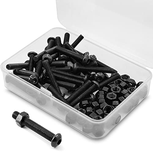 (40 Sets) M5 x 20mm Screws and Nuts Set Half Head Hex Socket Screws 10.9 Grade Alloy Steel Full Thread