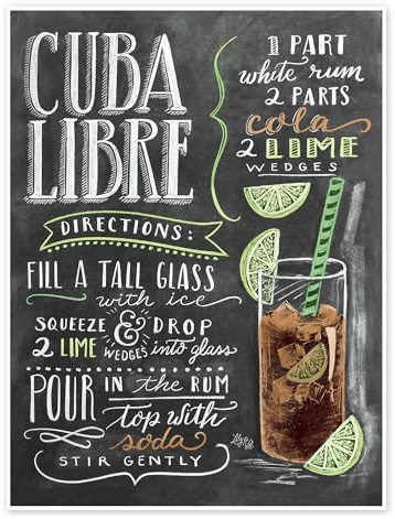 Posterlounge Cuba Libre Rezept (Englisch) Poster | 30 x 40 cm von Lily & Val Wandbilder Wanddeko