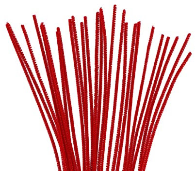 INNSPIRO Pfeifenreiniger, Chenille, Rot, 4 mm x 30 cm, 50 Stück, ideal für Bastelarbeiten mit Kindern, Dekorationen und kreative Aktivitäten