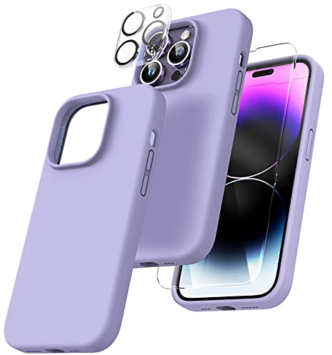 TOCOL Silicone for iPhone 14 Pro Max Case 6.7-Inch, Liquid Silicone Multi-Color Slim Silky-Soft Touch Anti-Scratch Shockproof Protective Phone Cover, Purple