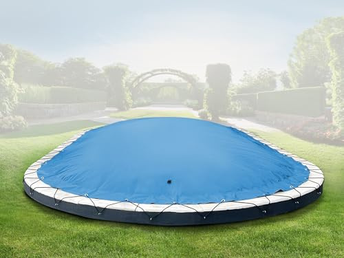ANKO PLANEN Aufblasbare Poolabdeckung oval - Premium Abdeckplane für den Pool - ideale Winterlösung AirDeluxe (Himmelblau, Poolinnenmaß: 6,30m x 3,60m)