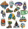 Ulricar 15PCS DIY Wilderness Trekking Landscape Patches - Iron On Embroidery for Jacket Clothing Stickers Badge, Blue