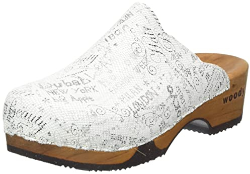 woody Damen Emma Holzschuh, Blanco, 41 EU