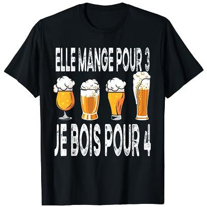 Annonce Grossesse Jumeaux Jumelles Bière Elle mange pour 3 T-Shirt