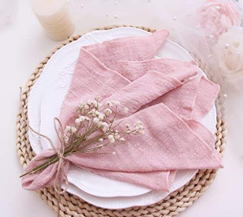 Dinnerservietten, Gaze-Servietten, 100 % natürliche, weiche Baumwolle, waschbare Herbsttuchservietten für Hochzeiten, dekorative Brautparty, Familie, den täglichen Gebrauch, 40 x 40 cm, Altrosa