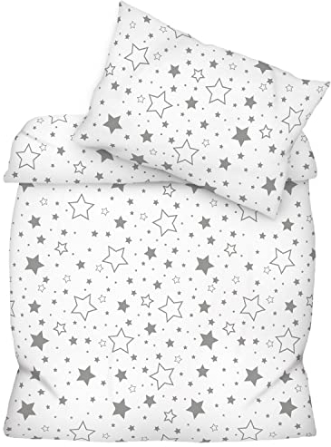 Amilian Bettwäsche Set 1x Bettbezug: 120 x 90 cm und 1x Kopfkissenbezug 40x60 cm mit Hotelverschluss Bettgarnitur 120x90 cm für Sommer und Winter Gute Nacht Grau