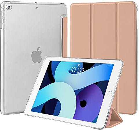 4UBonLife Custodia per iPad 6a /5a Generazione 9,7 Pollici 2018/2017, per iPad Air 1 2013/Air 2 2014 Cover Protettiva Rigida, Sottile e Leggera con Traslucida Posteriore Opaca Cover, Oro Rosa
