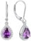YL Damen Ohrhänger 925 Sterling Silber Februar Geburtsstein Amethyst Oval Tropfen Ohrringe