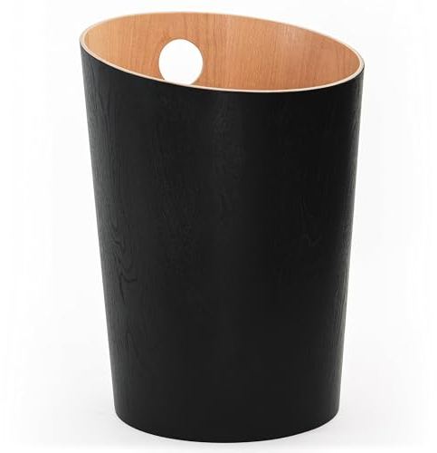Kazai.® Papelera de Diseño 'Bennet' | Cubo Basura Única para Oficina, Dormitorio, Habitación Infantil y Más | Papelera Hecha de Chapa de Madera Real | Negro