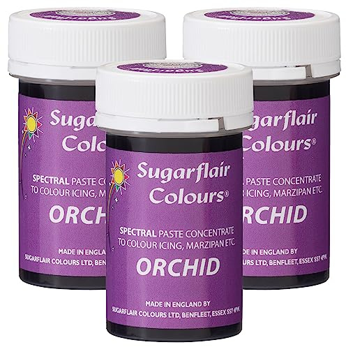 Sugarflair Spectral Orchid Food Colouring Paste, Highly Concentrated for Use with Sugar Pastes, Buttercream, Royal Icing or Cake Mix, Vibrant Colour Dye - 25g (Pack of 3)