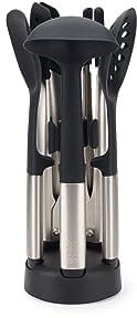 Joseph Joseph Elevate Fusion 5-Piece Silcone Kitchen Utensil Compact Stand, BPA Free, Heat Resistant, Non Stick Utensil Set, Weighted Stainless Steel Handles