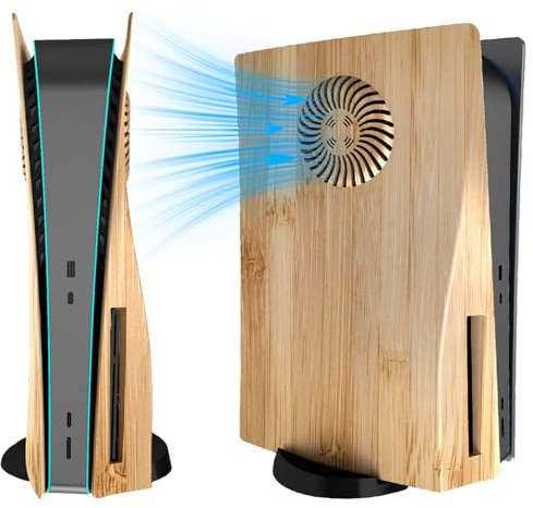 Miimall Cover pour Console PS5 Disc Edition avec Orifices de Refroidissement, Plaque de Remplacement Anti-Rayures Étui de Protection ABS Rigide pour Sony Playstation 5 Disc Edition -Grain de Bois