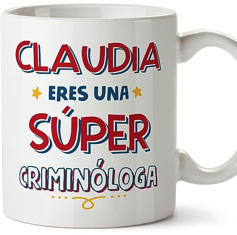 MUGFFINS Tazas Personalizadas para CRIMINÓLOGA mujer - En Español - Eres Súper - 11 oz / 330 ml - Regalo Personalizable original y divertido