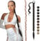 FESHFEN Braid Extensions Pferdeschwanz Verlängerung mit Haargummi, 75 cm Lang Ponytail Geflochten Kunsthaar Haarverlängerung Pferdeschwanz zum Einflechten Zopf Haarteil für Damen, Schwarz Braun