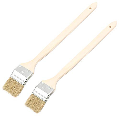 50mm/2 inch Brush Head Width Long Wood Handle Metal Ferrule Bent Paint Brush Radiator Brush Beige 704#(2Pcs)