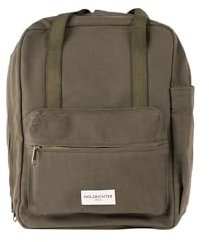 HOLZRICHTER Berlin - Rucksack aus Canvas für Damen und Herren (No 7-2), Daypack 26x34x12cm, 100% Bio-Baumwolle Freizeitrucksack, Khaki