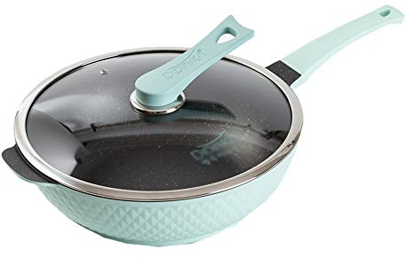BONOOL 32CM Maifan Stone Wok Antihaft-Bratpfanne ölfreier Räuchertopf mit Gas-Induktionsherd Universal