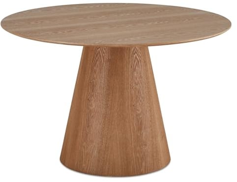 Furnhouse Tango Runder Esstisch Ø120 cm Wildeiche – Eiche Natur, Skandinavisches Design, MDF & Eichenfurnier, Säulenfuß, Japandi Stil, 4 Personen