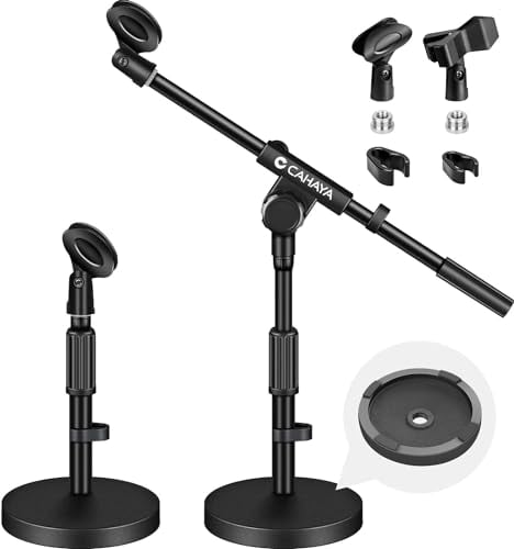 CAHAYA 3 in 1 Verbesserter Desktop Mikrofonständer: Verstellbarer Tisch-mikrofonständer mit 180°Drehbarem und Mikrofonclip, Geeignet für Konferenzreden, Spiele und Live-Übertragungen, CY0360