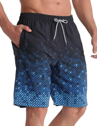 APTRO Herren Badehose Lang Badeshorts Schnelltrocknend Boardshorts Freizeit Short Blau MK3308 L