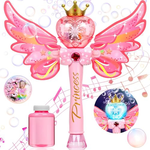 Aooess Seifenblasenmaschine für Mädchen Kinder Seifenblasenspielzeug Seifenblasenstab Outdoor Bubble Toys für Party Geburtstag Geschenk für 3-8 Jahre Mädchen Spielzeug Geburtstag Kinderspielzeug