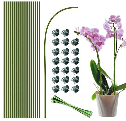 Plant Stakes, 20Pcs 40cm Plant Sticks Garden Green Bendable Single Stem Plant Support Stakes for Indoor and Outdoor Plants, Potted Plants, Flowers Orchid Peony Rose