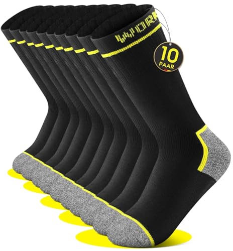 FALARY 10 Paires WORK Lot Chaussettes Homme 43 46 Coton Travail Chaussette Homme 43-46 Lot Randonnée Socks Sport Cadeau Anniversaire Grosses Noir