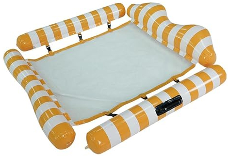 Aufblasbare Wasserhängematte Aufblasbares Schwimmbett Luftmatratze Pool Wasser Schwimmhängematte Loungesessel Pool Aufblasbare Hängematte Pool Wasser Hängematte (4 Streifen gelb und weiß)