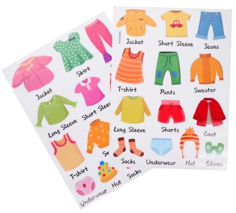 ibasenice 5sätze Kleidung Sortier Aufkleber Für Kinderzimmer Abnehmbare Etiketten Zur Kleiderorganisation Für Schrank Und Aufbewahrungsboxen Leicht Anzubringen Aus Hochwertigem