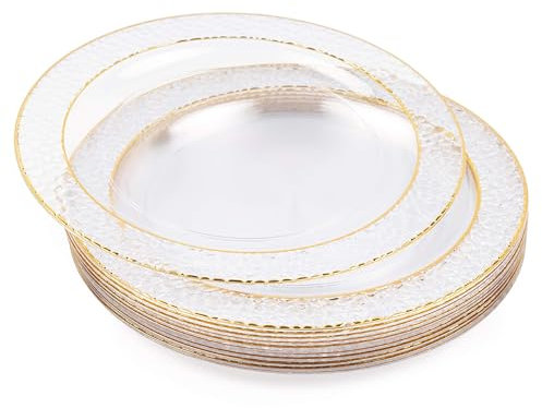 MATANA 40 Premium Plastikteller mit Goldrand, Hartplastik Teller Gold (26cm) - Plastikteller Mehrweg, Kunststoffteller, Partyteller für Hochzeiten, Geburtstage, Partys - Elegantes Party Teller