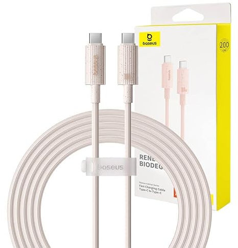 Baseus - Cable de carga rápida para Habitat (USB-C a USB-C (2 m, 100 W), color rosa