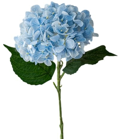 Yorajuy Hortensien Kunstblumen Länge 45cm, Künstliche Blume Hortensie, Kunstblumen Wie Echt Deko Seidenblumen, Getrocknete Hortensien, Kunstblumen Für Hochzeit Home Par Tisch Küche Büro Deko Hellblau