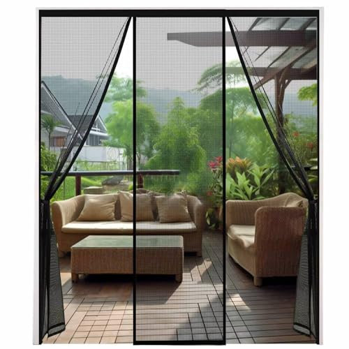 Garage Door Screen for 270x235cm Black, Magnetic Screen Garage with Retractable Fiberglass Mesh and Heavy Duty Weighted Bottom, Easy Assembly & Pass, Hands Free Screen Door