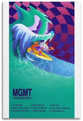 nshdahns MGMT Poster, Wandkunst, Vintage-Kunst, Raumdekoration, ästhetisches Schlafzimmer-Poster für Schlafzimmer, 30 x 45 cm, ungerahmter Stil