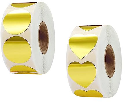 VILLFUL 2 Rollen Herzförmige Siegelaufkleber Runde Papieraufkleber Selbstklebende Dekorative Aufkleber Für Süßigkeiten Oder Geschenktüten